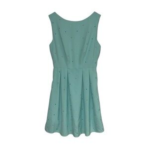 Mustard Seed Teal‎ Mint Polka Dot Pleated Cocktail Dress Women’s Small